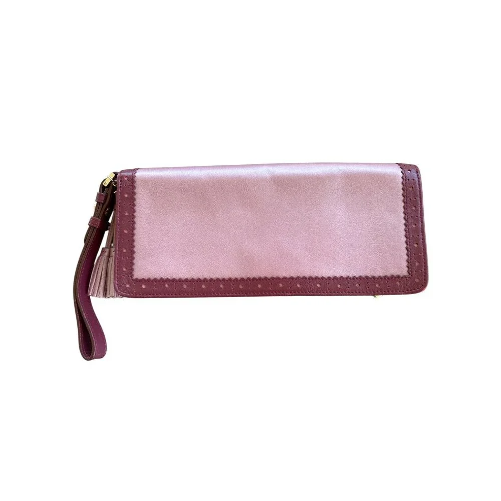 Lovecat Paris Wristlet Wallet Burgundy Pink Coin‎ Purse Tassel 10